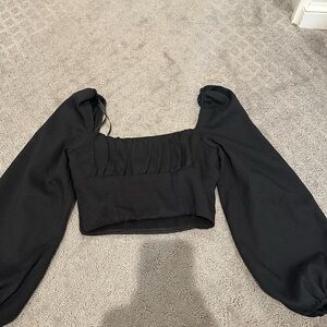 Princess Polly Black Long Sleeve Cropped